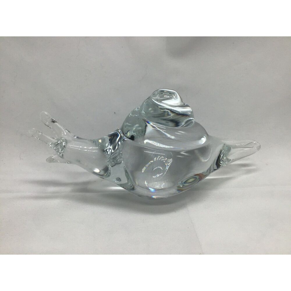 Murano Clear Art Glass Snail 6.5 Inch Fairy Whimsy Cottage Cabincore Folklore - Picture 1 of 10
